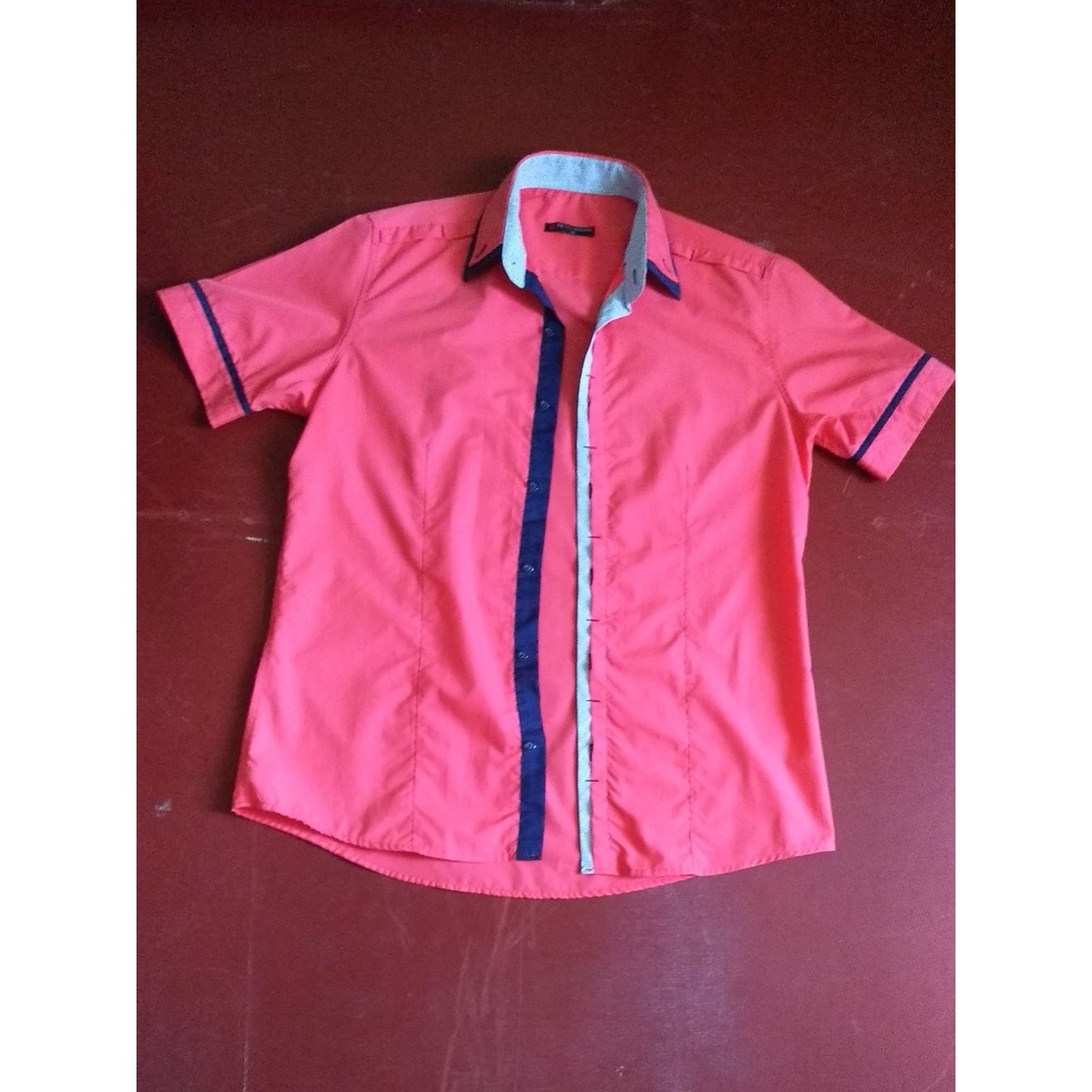 Button-Up Shirt Unisex Pink EUC Colorblock